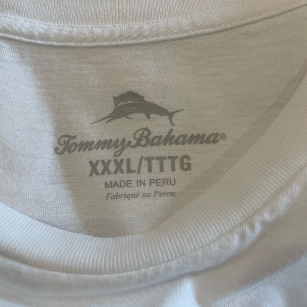 Tommy Bahama White Long Sleeve Shirt with Navy Logo - Picture 3 of 4
